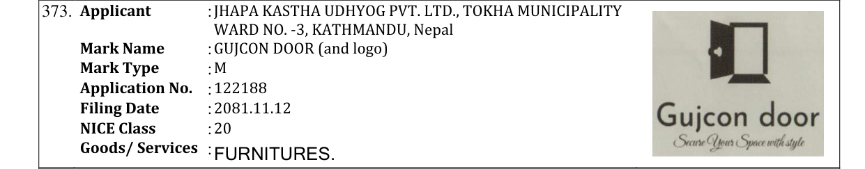 Original bulletin entry for GUJCON DOOR (and logo)
