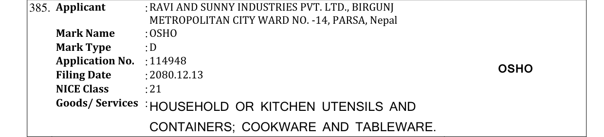Original bulletin entry for OSHO