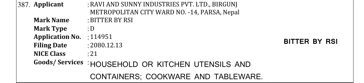 Original bulletin entry for BITTER BY RSI