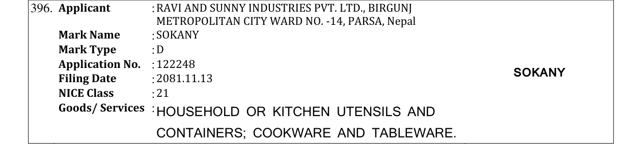 Original bulletin entry for SOKANY