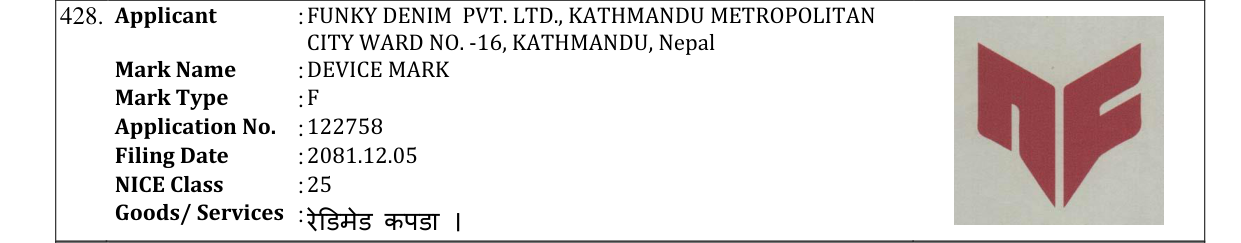 Original bulletin entry for DEVICE MARK