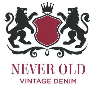 NEVER OLD VINTAGE DENIM (and logo) trademark logo