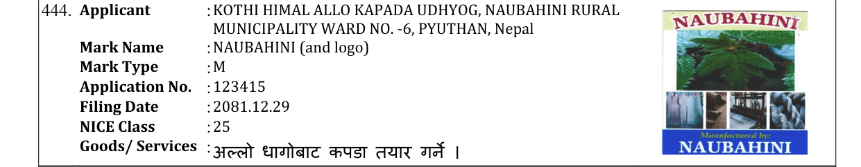Original bulletin entry for NAUBAHINI (and logo)