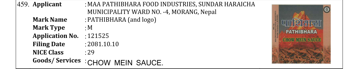 Original bulletin entry for PATHIBHARA (and logo)