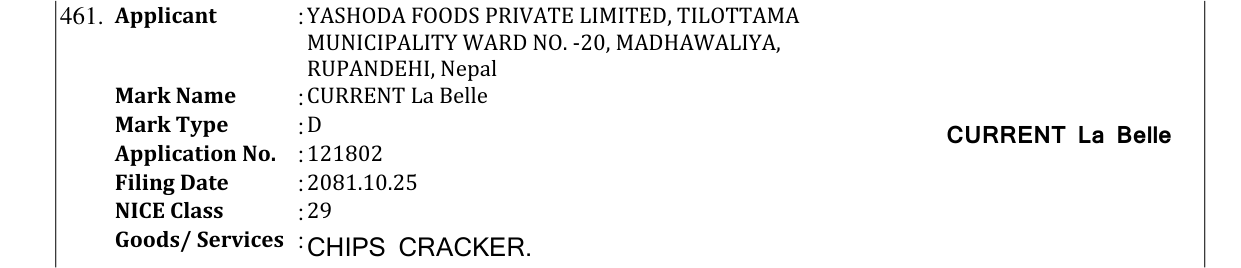 Original bulletin entry for CURRENT La Belle