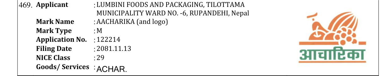 Original bulletin entry for AACHARIKA (and logo)