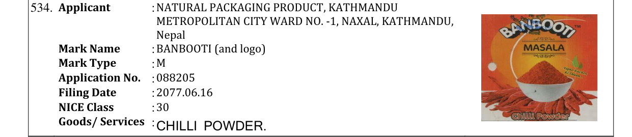Original bulletin entry for BANBOOTI (and logo)