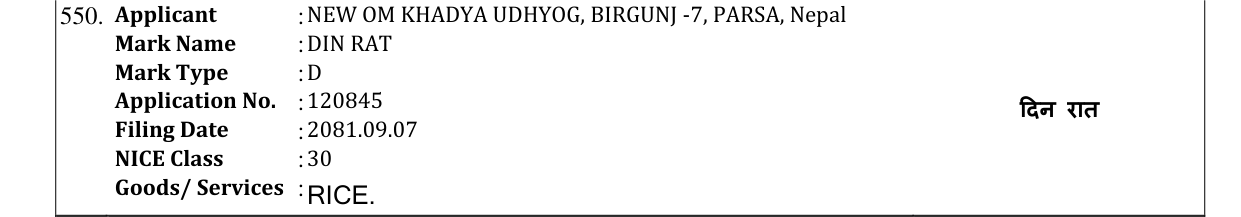 Original bulletin entry for DIN RAT