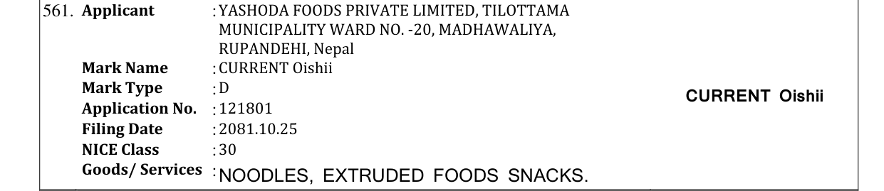 Original bulletin entry for CURRENT Oishii