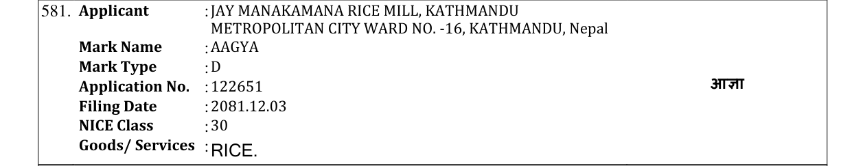 Original bulletin entry for AAGYA