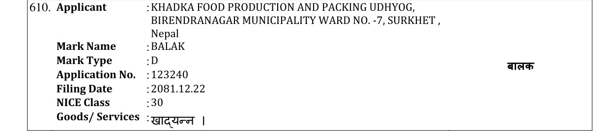 Original bulletin entry for BALAK
