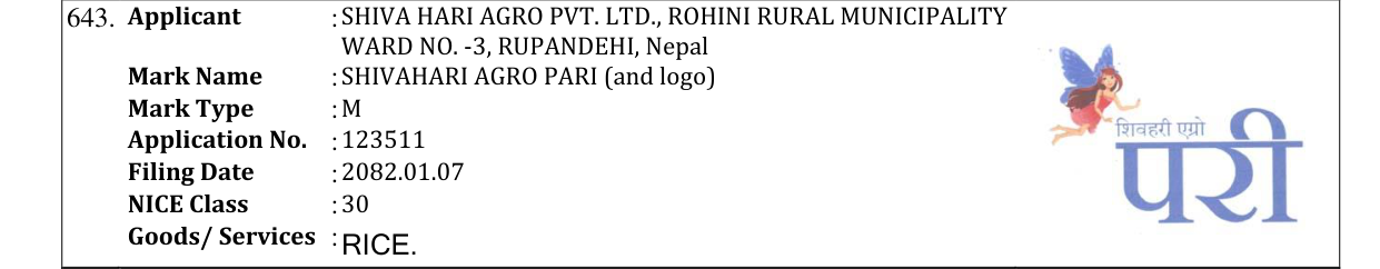 Original bulletin entry for SHIVAHARI AGRO PARI (and logo)