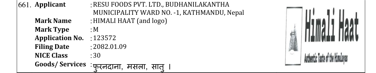 Original bulletin entry for HIMALI HAAT (and logo)