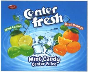 CENTER FRESH MINT CANDY (and logo) trademark logo