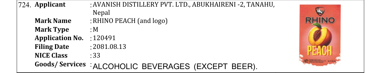 Original bulletin entry for RHINO PEACH (and logo)