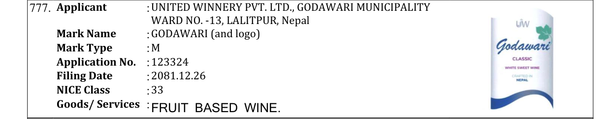 Original bulletin entry for GODAWARI (and logo)