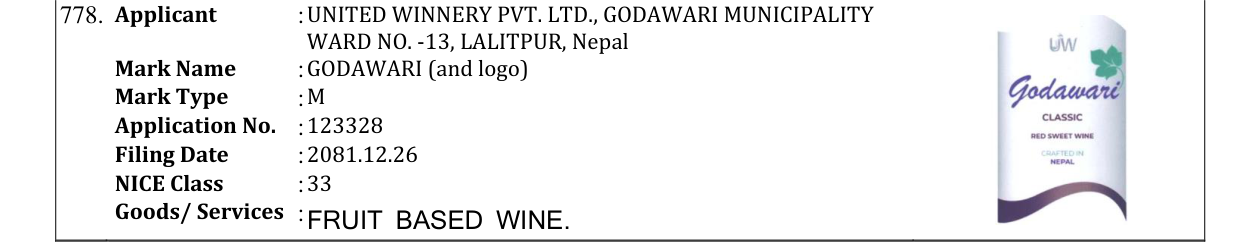 Original bulletin entry for GODAWARI (and logo)