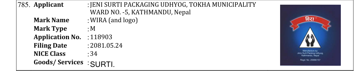 Original bulletin entry for WIRA (and logo)