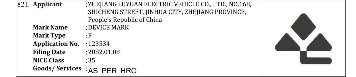 Original bulletin entry for DEVICE MARK