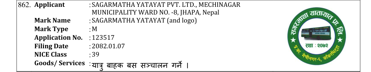 Original bulletin entry for SAGARMATHA YATAYAT (and logo)