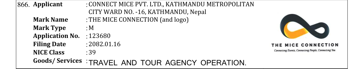 Original bulletin entry for THE MICE CONNECTION (and logo)