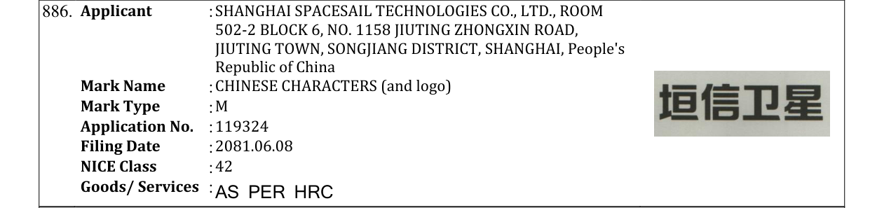 Original bulletin entry for CHINESE CHARACTERS (and logo)