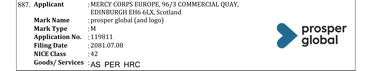 Original bulletin entry for prosper global (and logo)