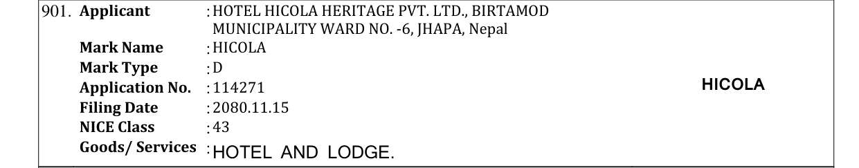 Original bulletin entry for HICOLA