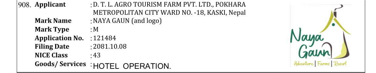 Original bulletin entry for NAYA GAUN (and logo)