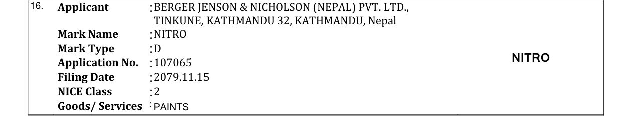 Original bulletin entry for NITRO