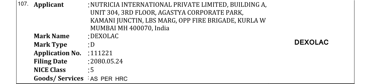 Original bulletin entry for DEXOLAC