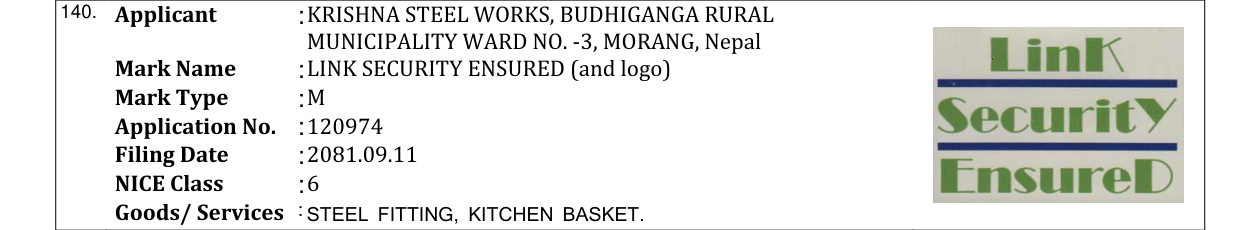 Original bulletin entry for LINK SECURITY ENSURED (and logo)