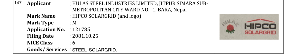Original bulletin entry for HIPCO SOLARGRID (and logo)