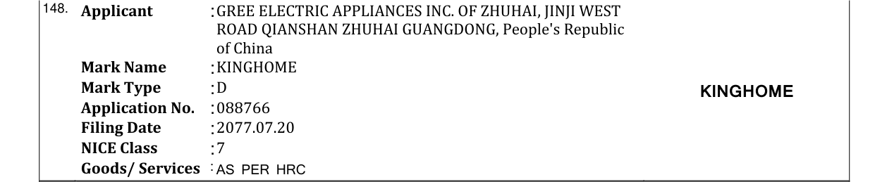 Original bulletin entry for KINGHOME