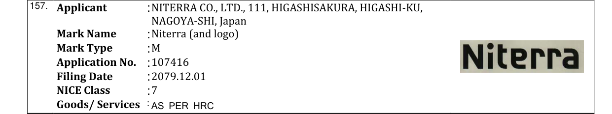 Original bulletin entry for Niterra (and logo)