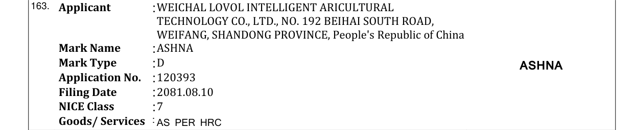 Original bulletin entry for ASHNA