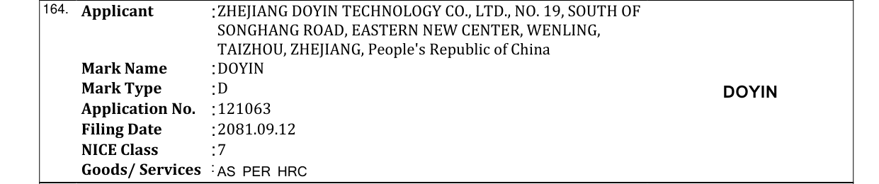 Original bulletin entry for DOYIN
