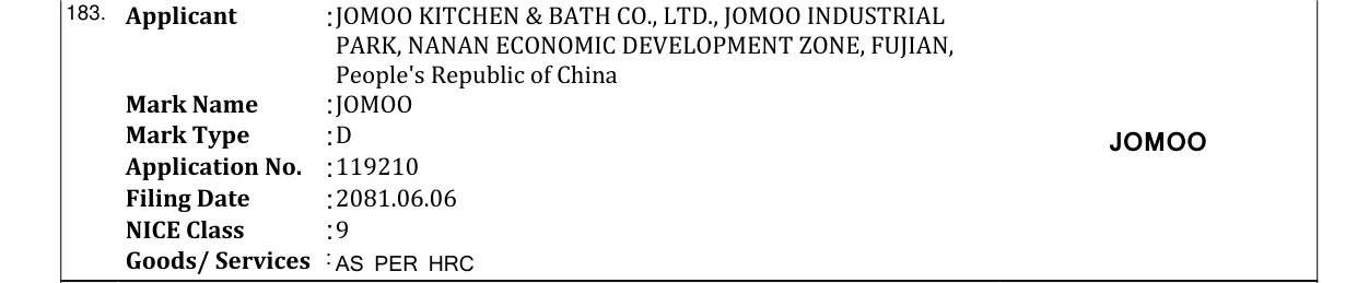 Original bulletin entry for JOMOO