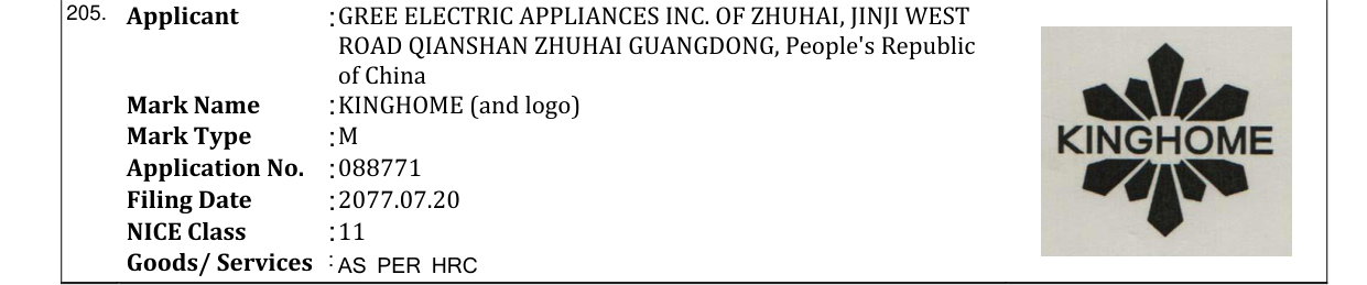 Original bulletin entry for KINGHOME (and logo)