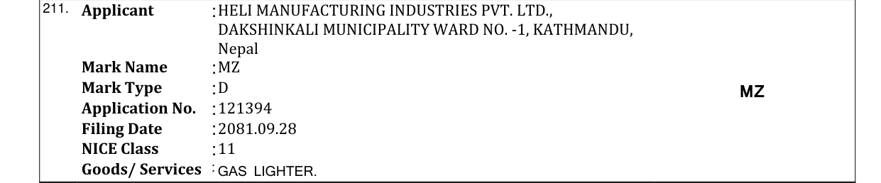 Original bulletin entry for MZ