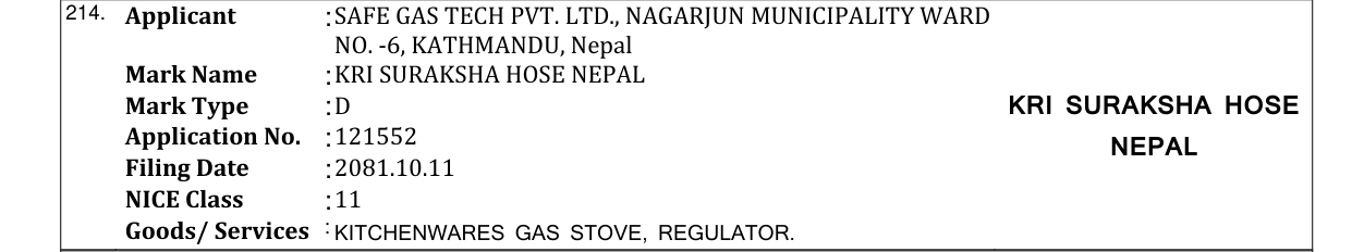 Original bulletin entry for KRI SURAKSHA HOSE NEPAL