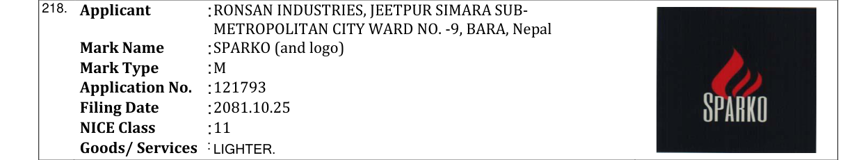 Original bulletin entry for SPARKO (and logo)