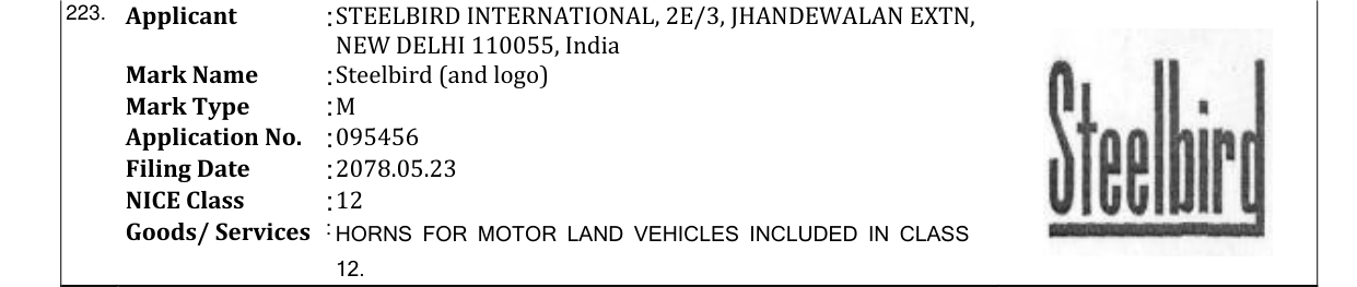 Original bulletin entry for Steelbird (and logo)