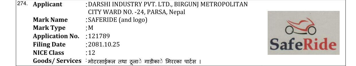 Original bulletin entry for SAFERIDE (and logo)