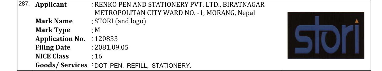 Original bulletin entry for STORI (and logo)