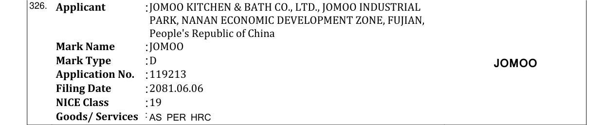 Original bulletin entry for JOMOO