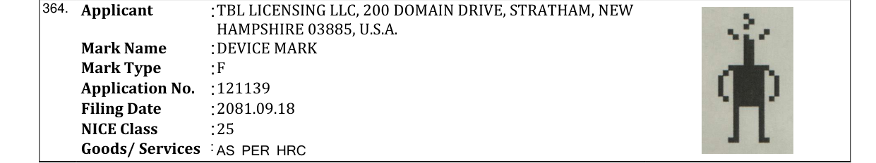Original bulletin entry for DEVICE MARK