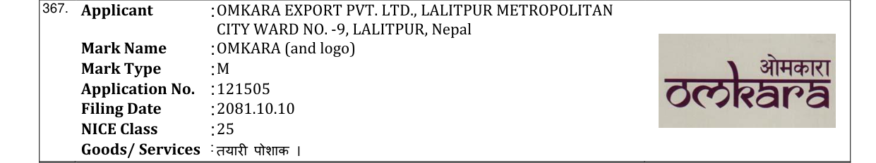 Original bulletin entry for OMKARA (and logo)