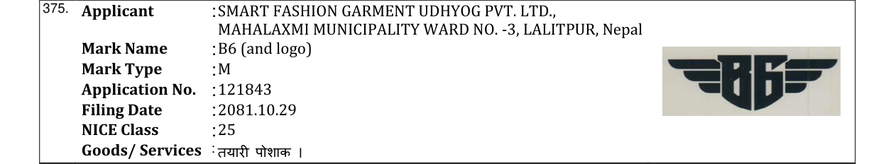 Original bulletin entry for B6 (and logo)