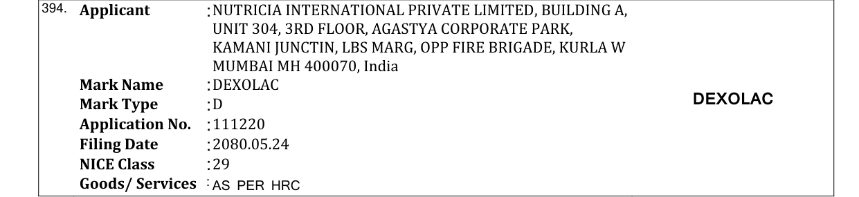 Original bulletin entry for DEXOLAC